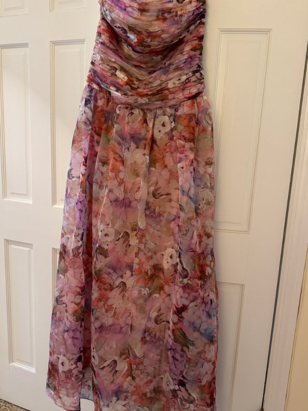 Lulus Kasandra Pink Multi Floral Organza Drop Waist Maxi Dress - Size L - Picture 2 of 4